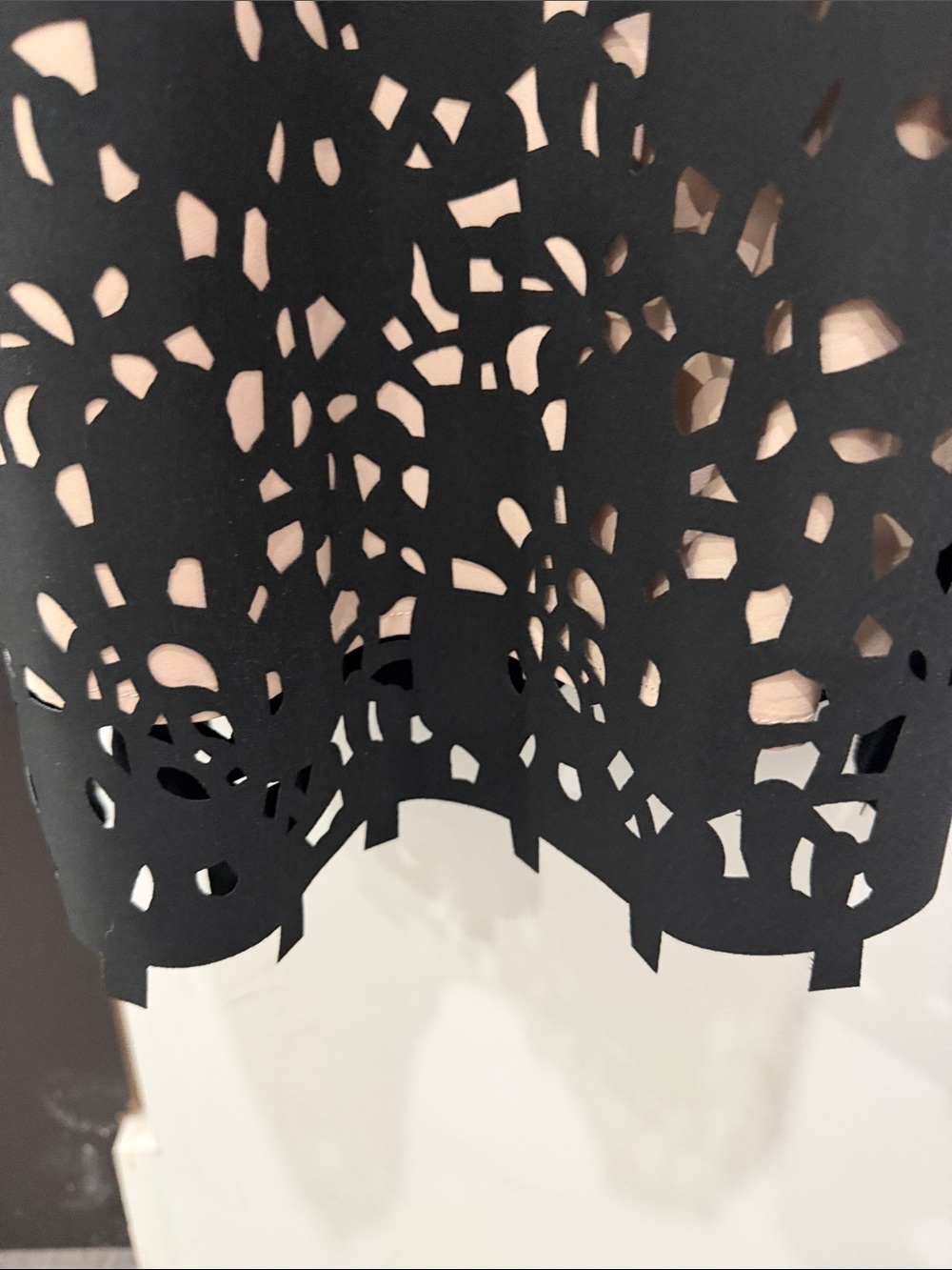 Focus by Shani Black Laser-Cut Fit and Flare Midi Dress with Nude Underlay - Picture 4 of 4